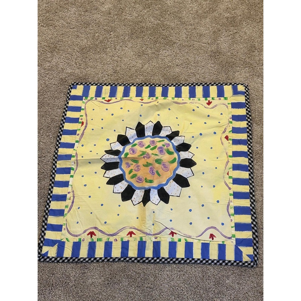 VTG ENCORE SILKSCAPES‎ Handpainted Set 3 Art Sunflower Pillow Shams Cover Large